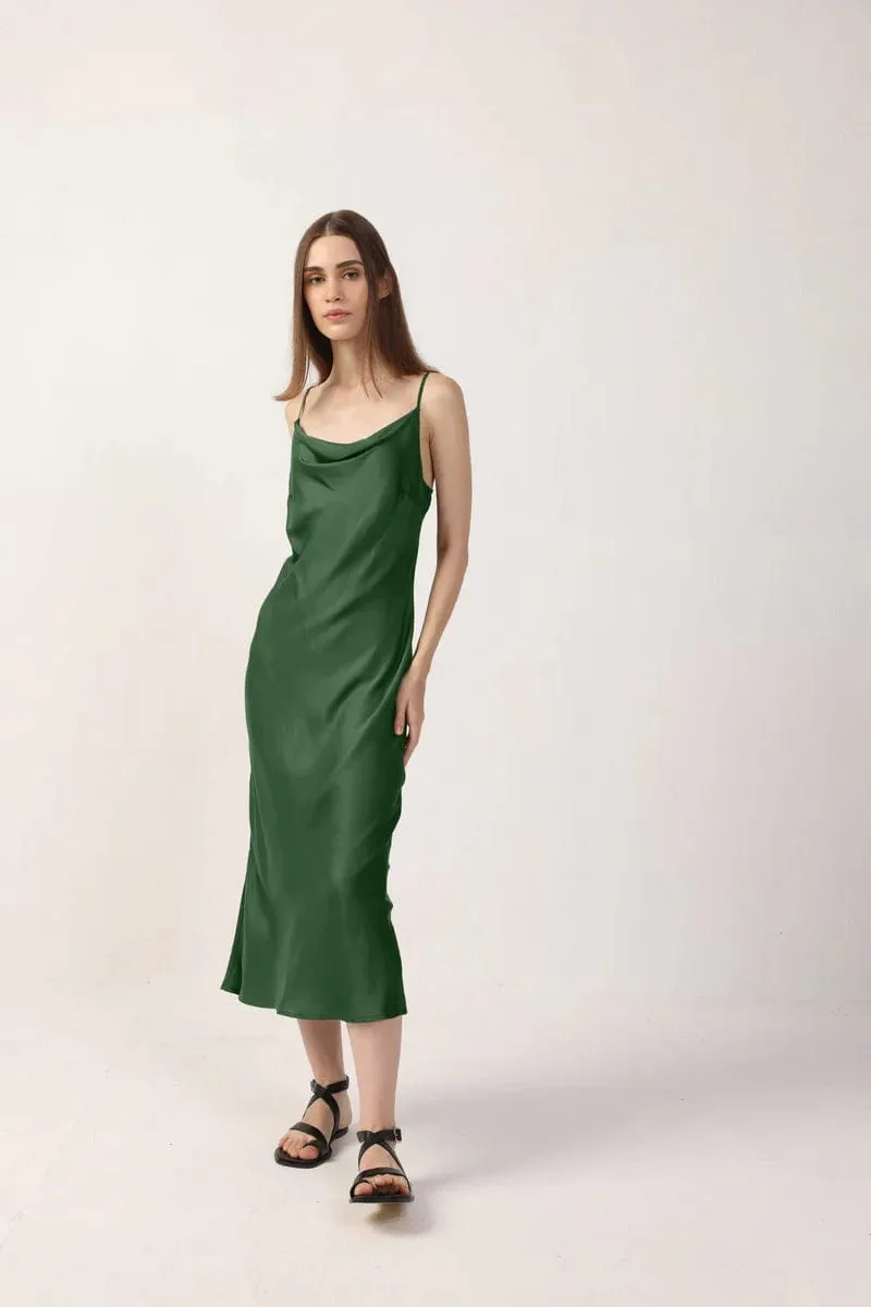 Cowl Neck Satin TENCEL™ Midi Dress | Multiple Colours