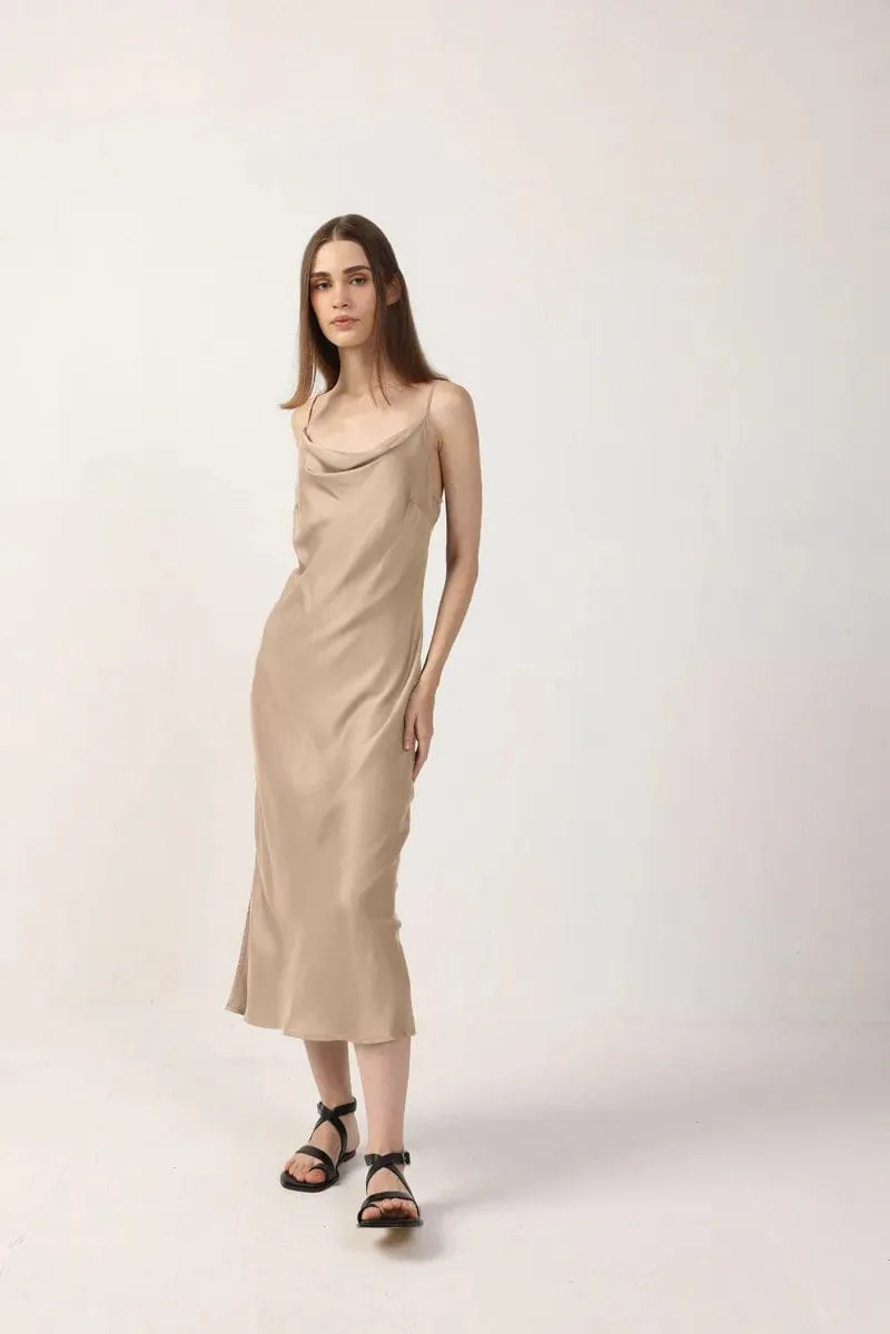 Cowl Neck Satin TENCEL™ Midi Dress | Multiple Colours