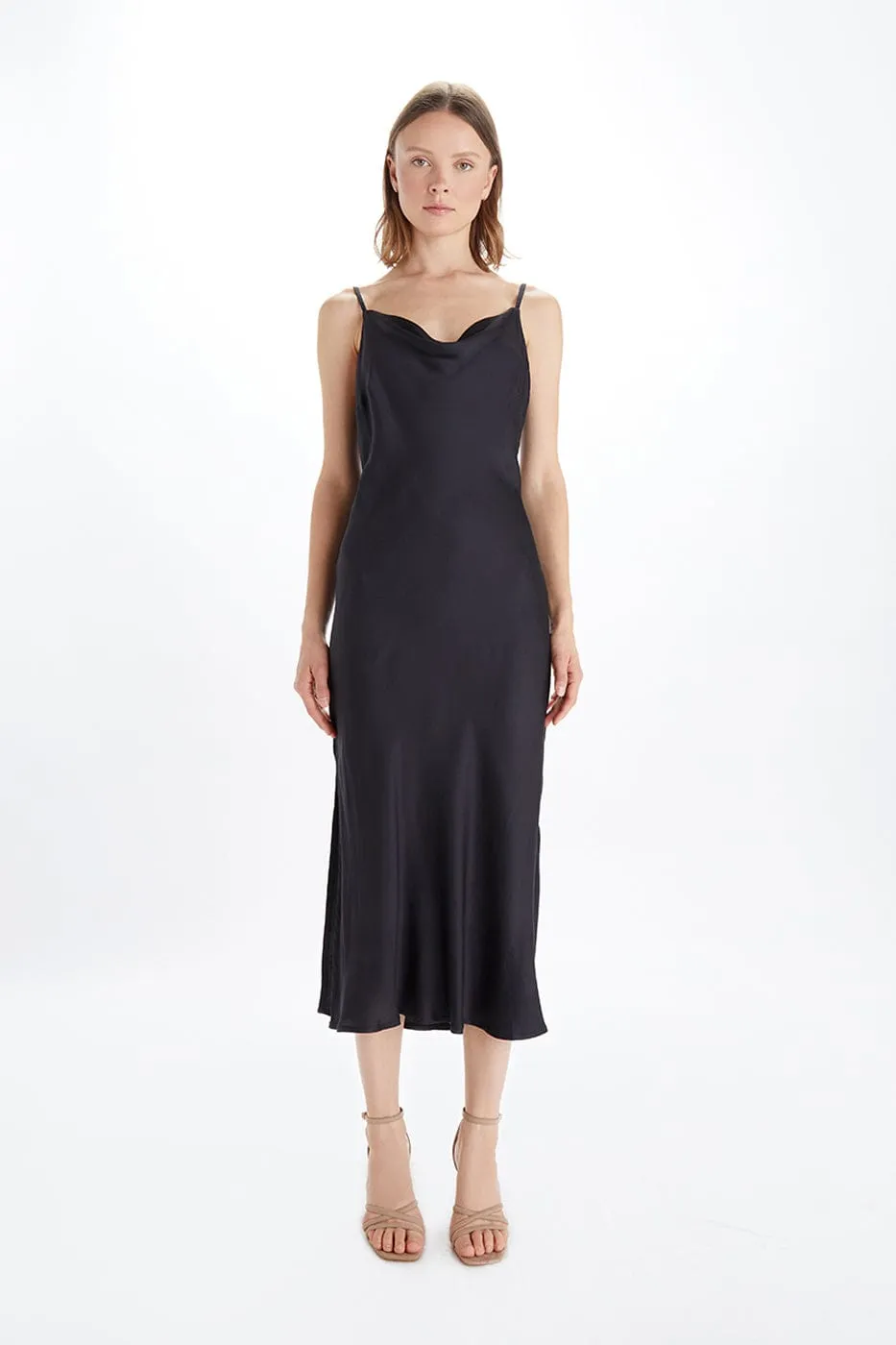 Cowl Neck Satin TENCEL™ Midi Dress | Multiple Colours