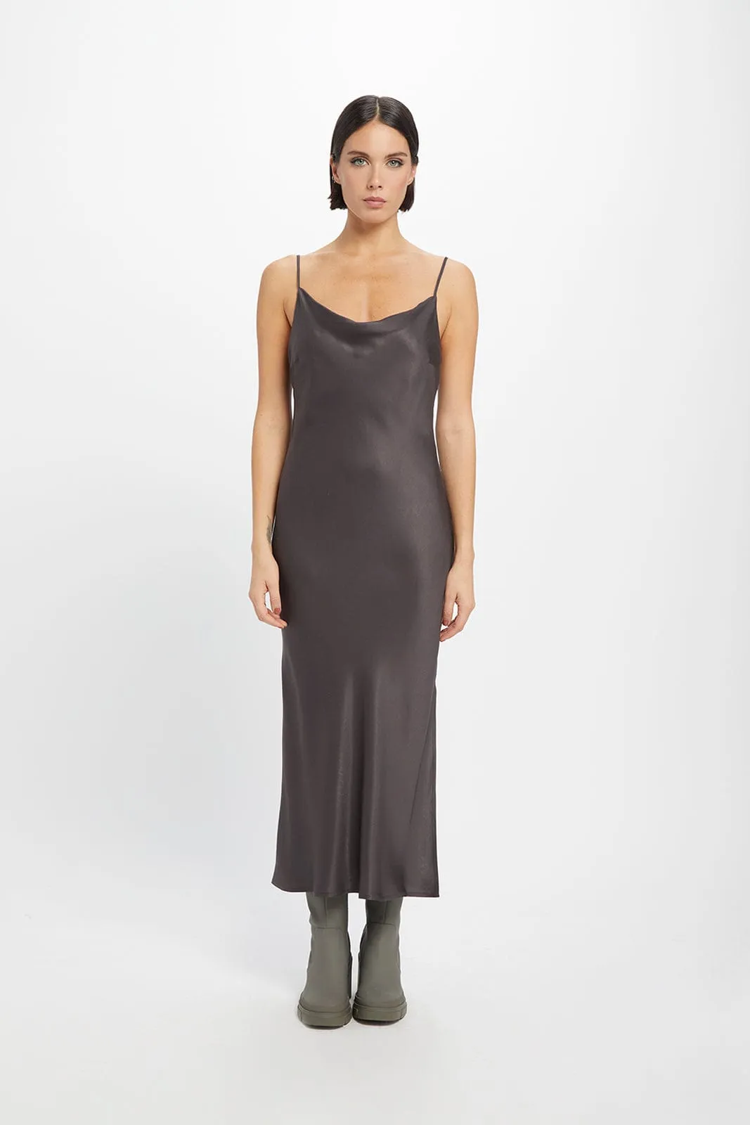 Cowl Neck TENCEL™ Modal Vegan Midi Dress | Mulch
