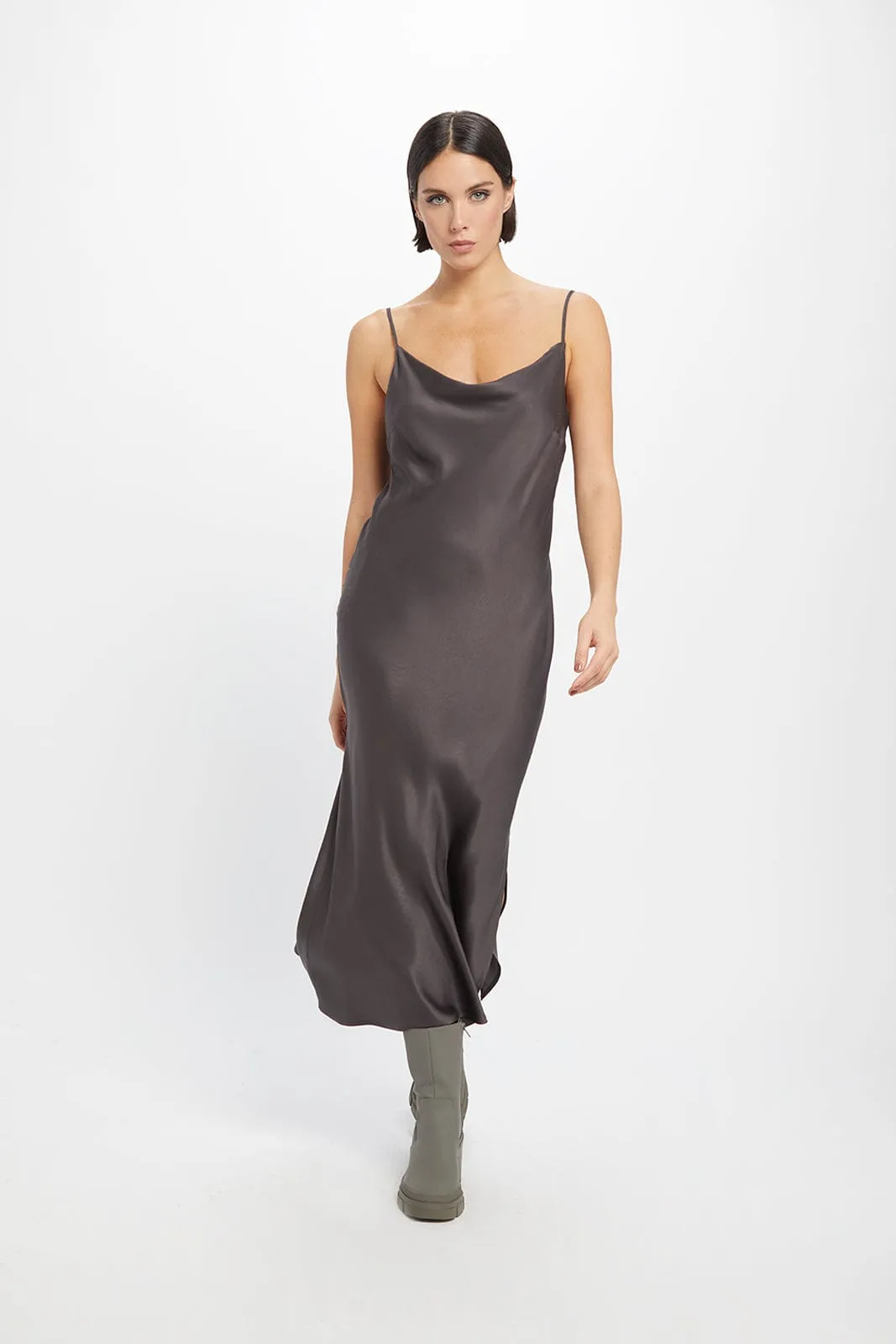 Cowl Neck TENCEL™ Modal Vegan Midi Dress | Mulch
