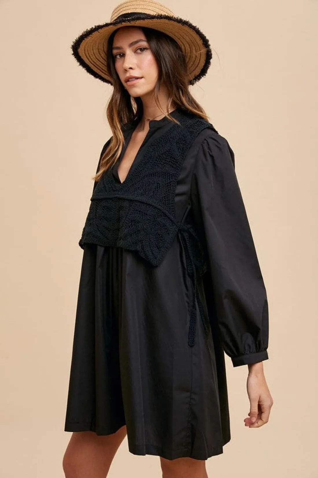 Crochet Vest Shirt Dress