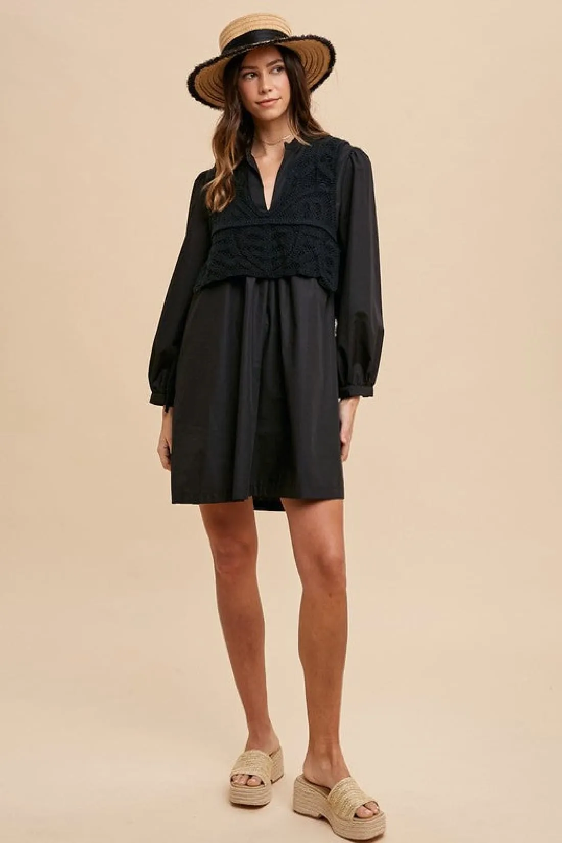 Crochet Vest Shirt Dress