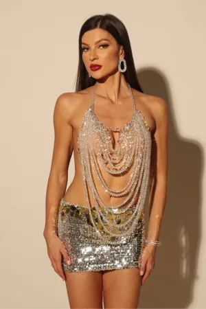 Crystal Beaded Chain Top