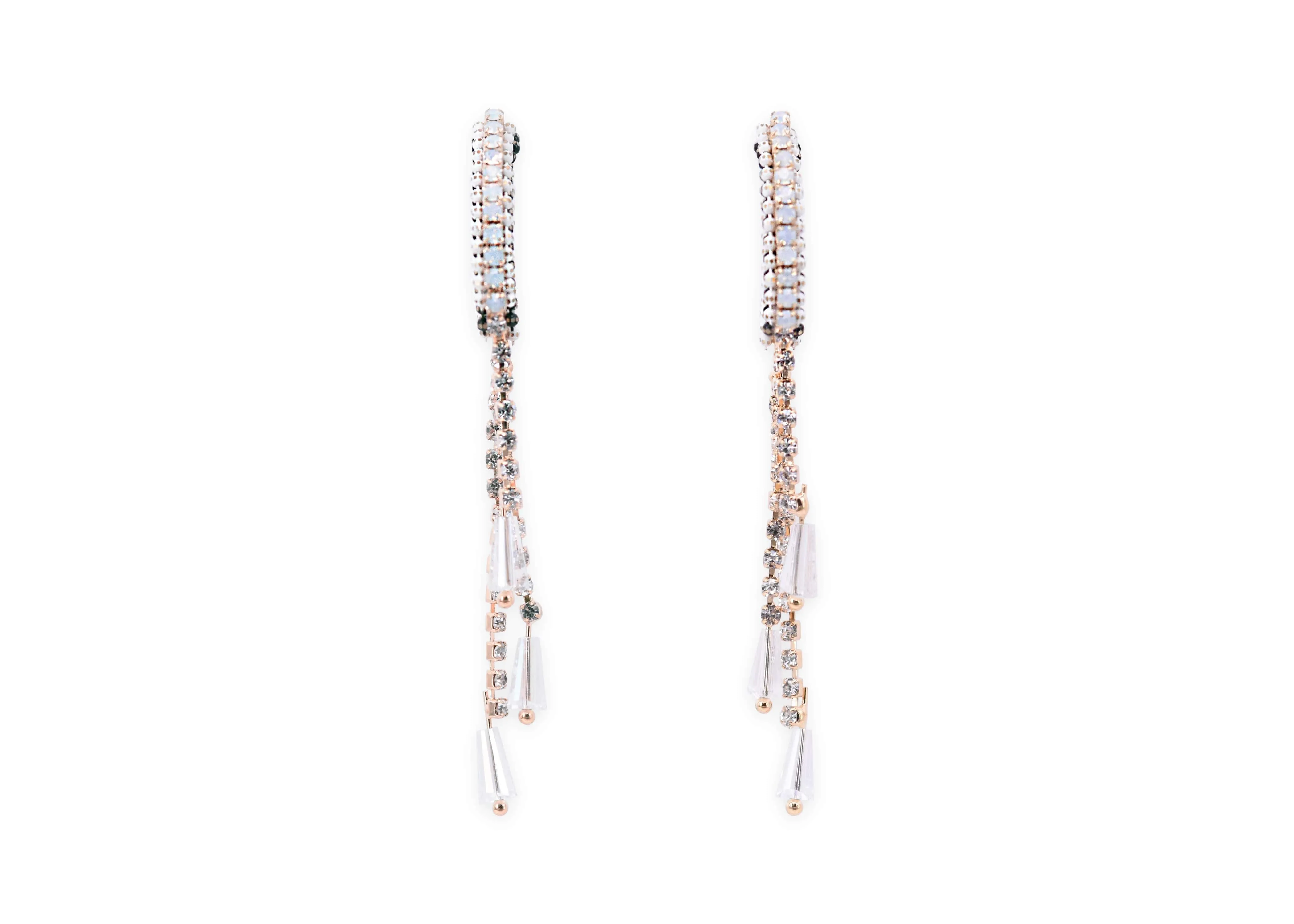 crystal paved chain-and-tassel earrings