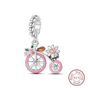 Cycolinks Penny Farthing Floral Sterling Silver Charm