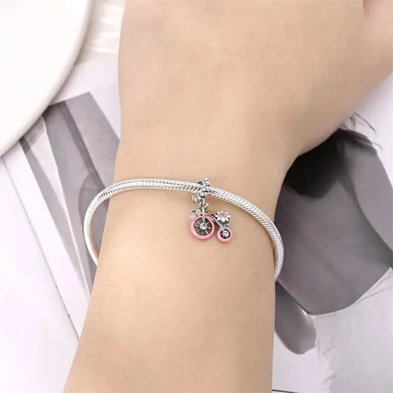 Cycolinks Penny Farthing Floral Sterling Silver Charm
