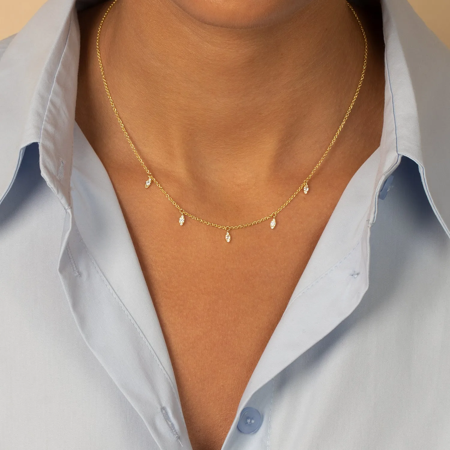 CZ Marquise Dangling Shaker Necklace
