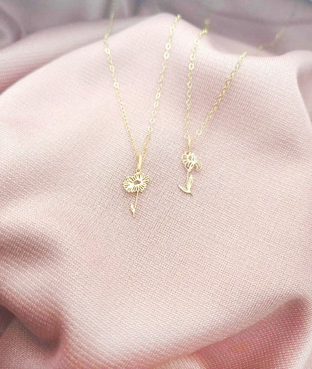 Dainty Birth Flower Charm Necklace