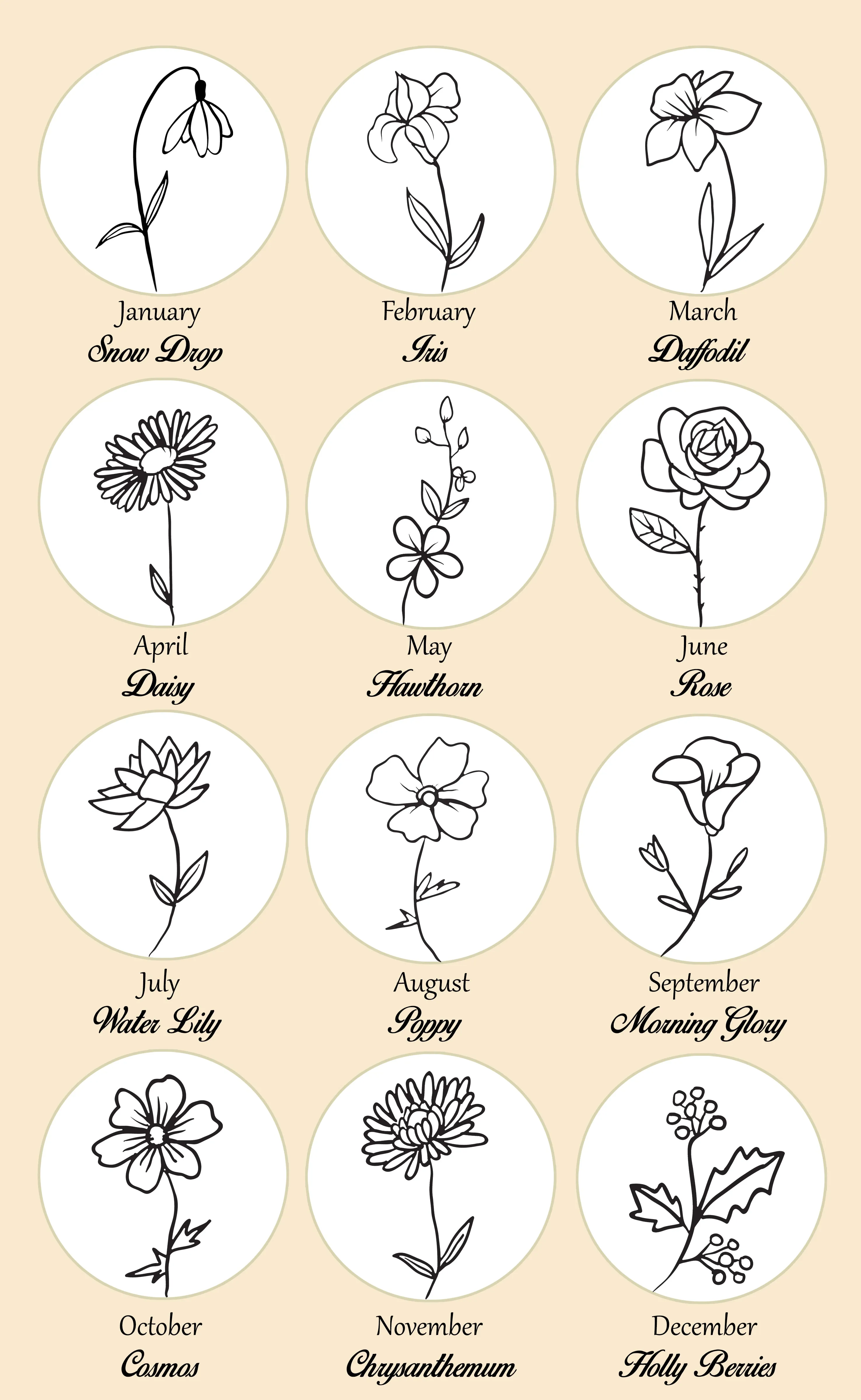 Dainty Birth Flower Charm Necklace