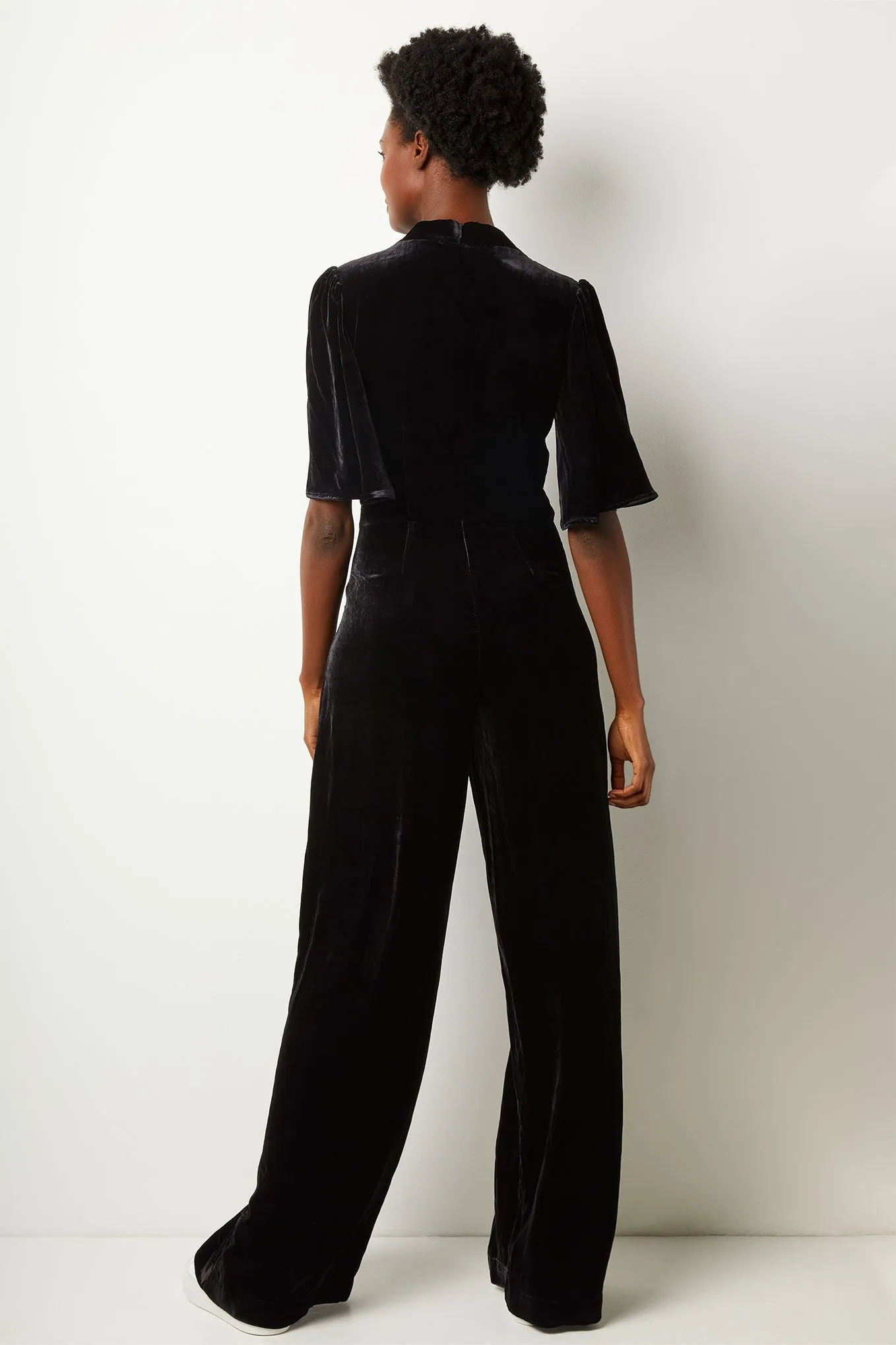 DB X WYSE Silk Mix Velvet Jumpsuit - Black