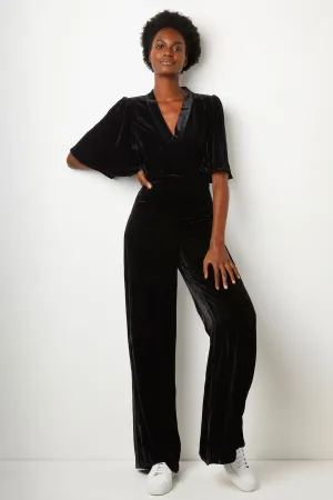 DB X WYSE Silk Mix Velvet Jumpsuit - Black