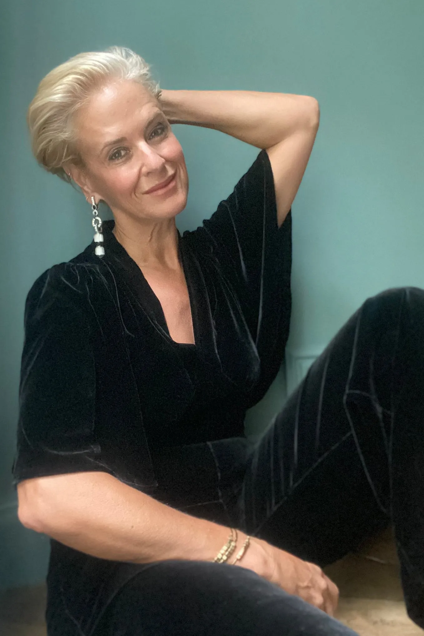 DB X WYSE Silk Mix Velvet Jumpsuit - Black