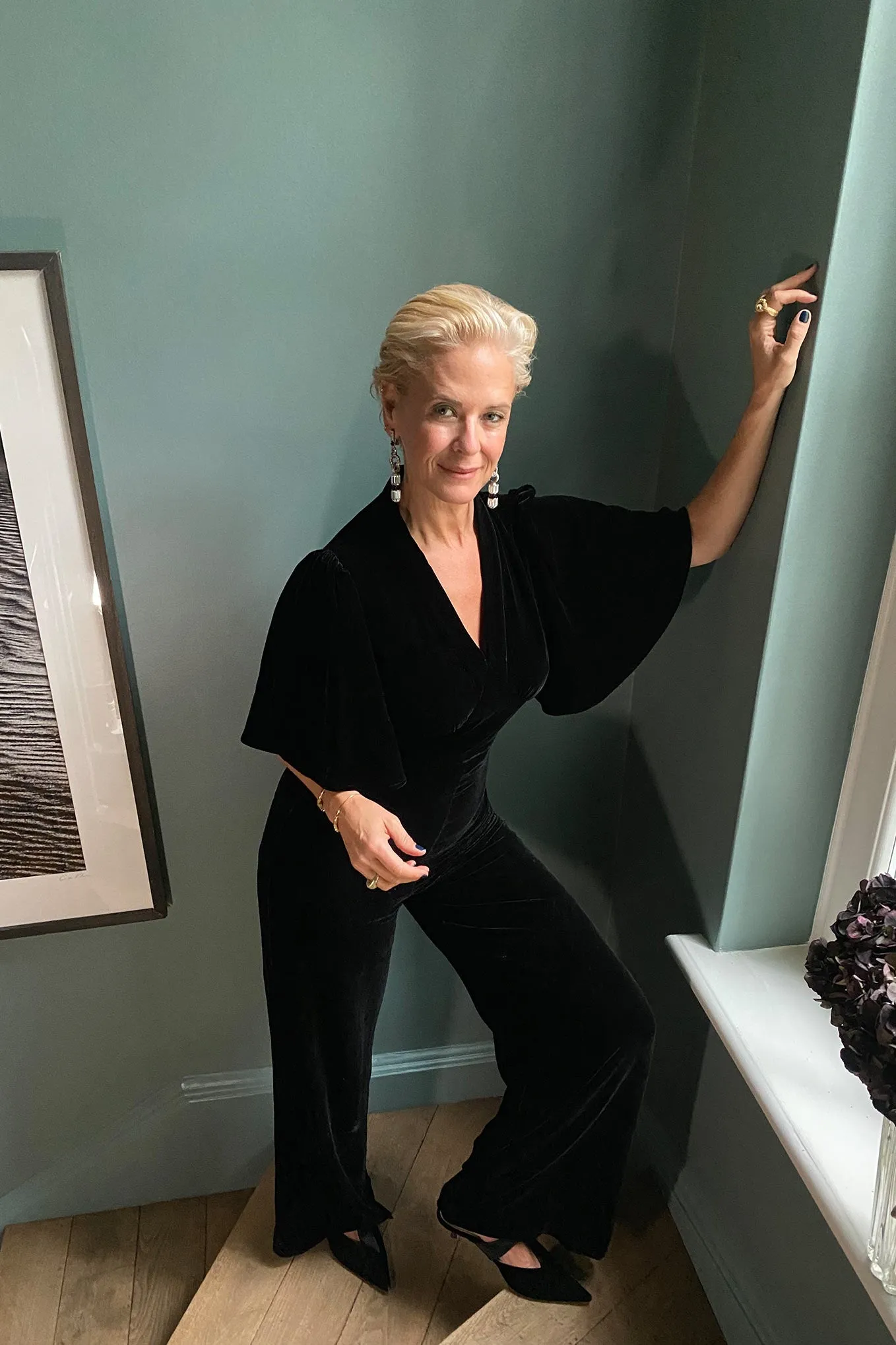 DB X WYSE Silk Mix Velvet Jumpsuit - Black