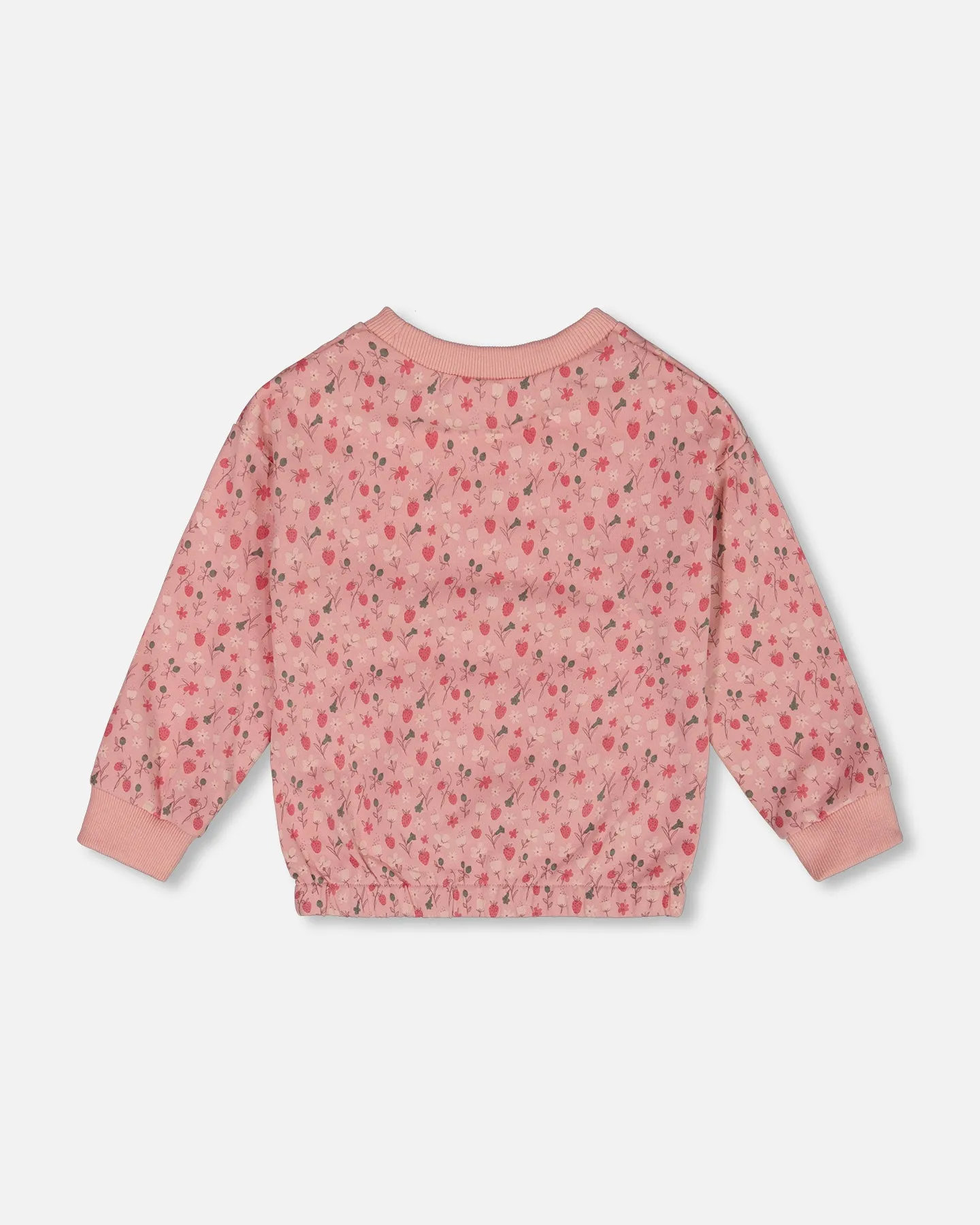 Deux Par Deux Strawberry Print Terry Sweatshirt