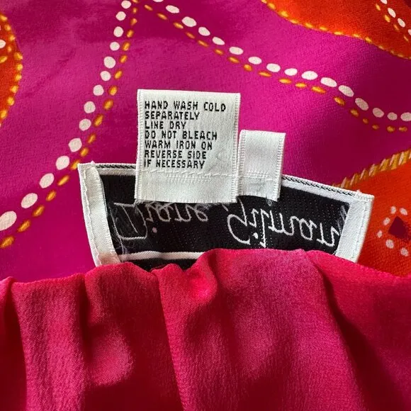 Diane Gilman Silk Sequin Magenta Pink Orange A-Line Midi Skirt Womens 3X