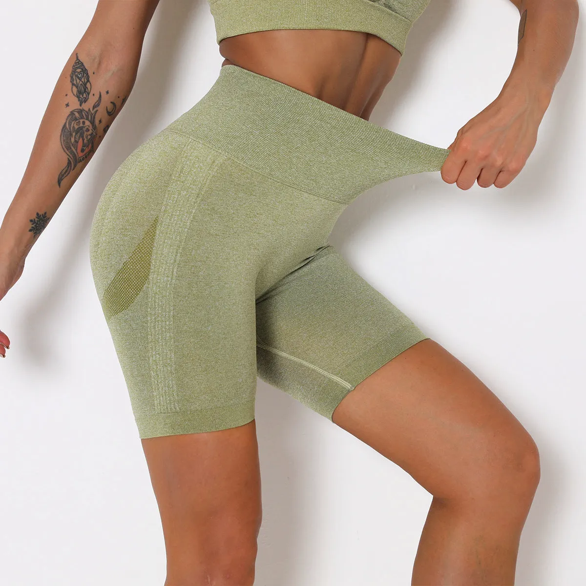 Dinazah Women High Waist Hip Lift Yoga Shorts
