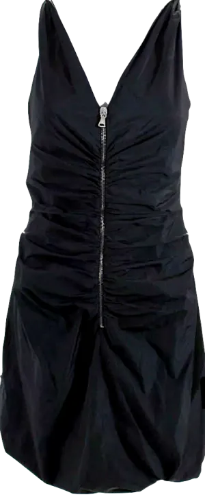 Dolce & Gabbana D&G Italy. Black Ruched Front Zip V Neck Dress