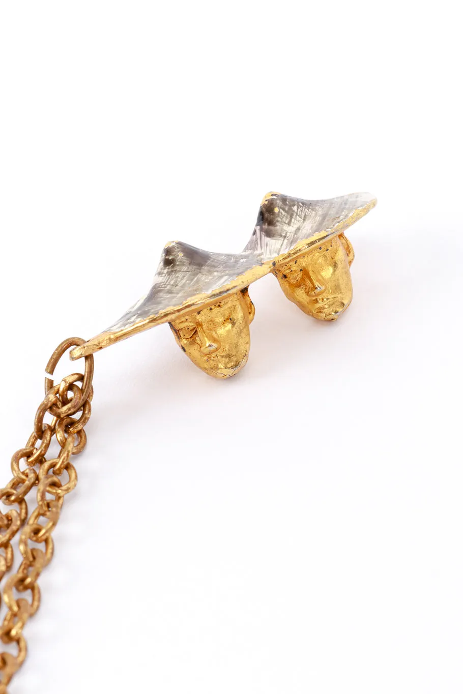 Double Pin Chinese Villager Chain Brooch