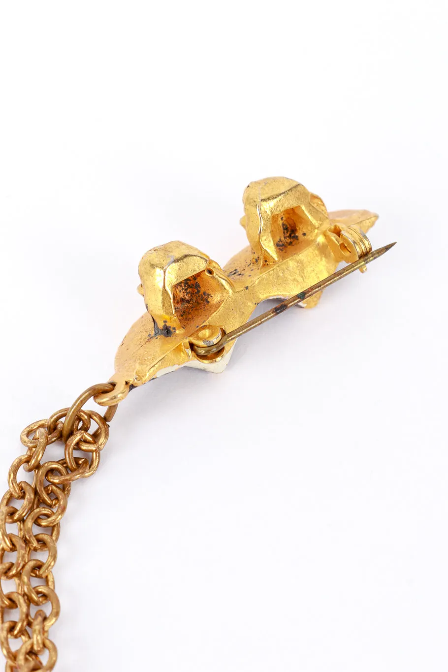 Double Pin Chinese Villager Chain Brooch