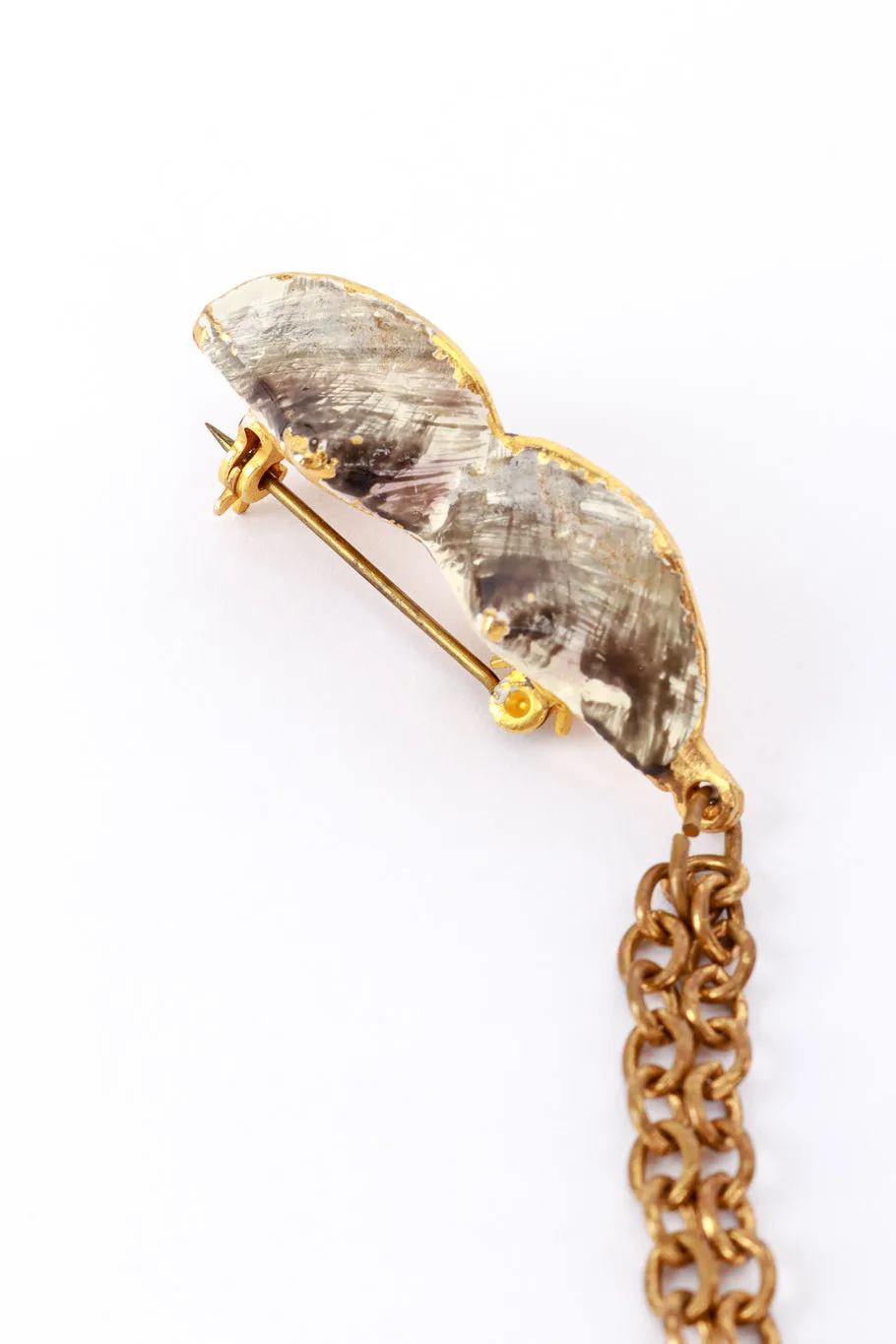 Double Pin Chinese Villager Chain Brooch