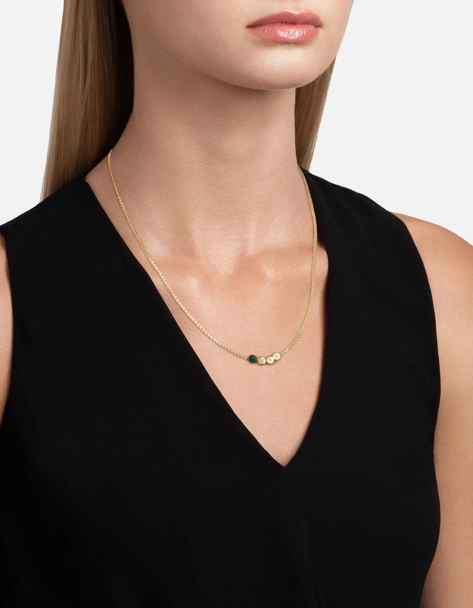 Dove Type Chain Necklace, Gold Vermeil/Teal