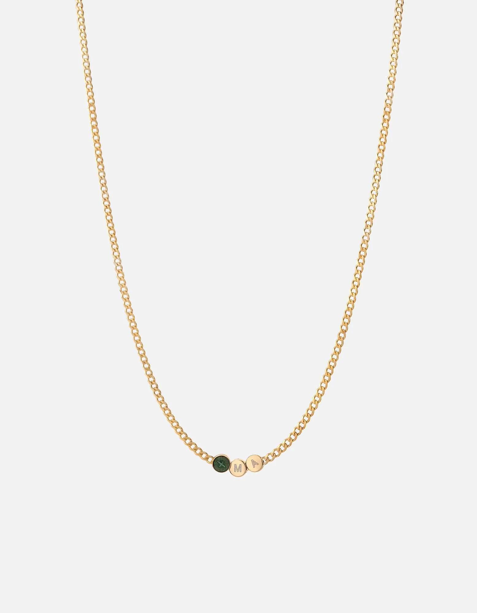 Dove Type Chain Necklace, Gold Vermeil/Teal