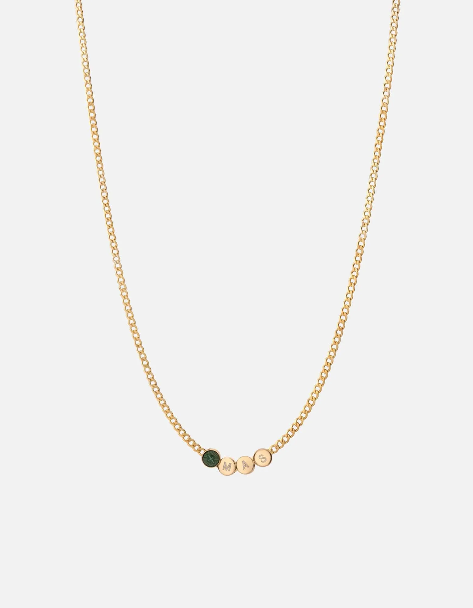 Dove Type Chain Necklace, Gold Vermeil/Teal