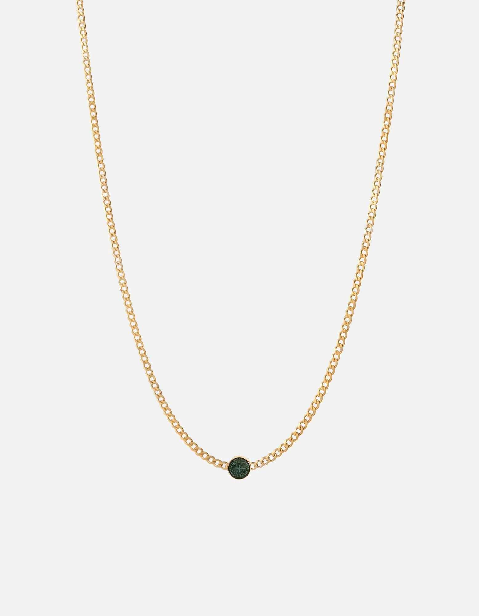 Dove Type Chain Necklace, Gold Vermeil/Teal