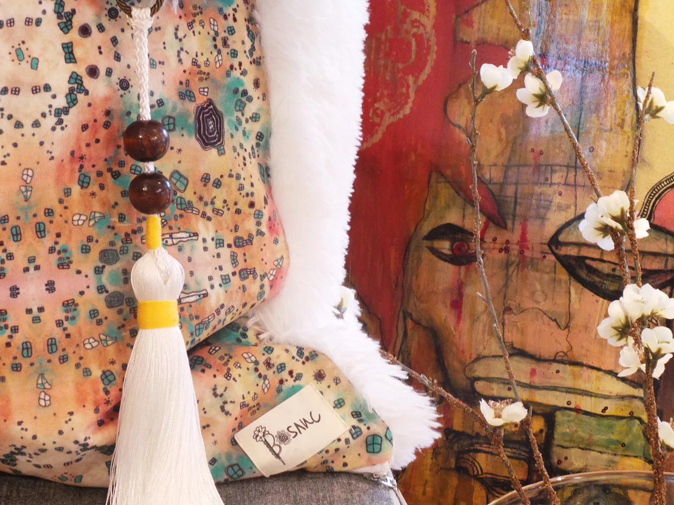 'Dreamscape' shag art pillow set of 3