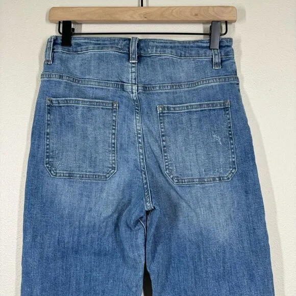 Driftwood Denim Gathered Cuff Jogger Jeans Distressed Patch Pockets Size 26