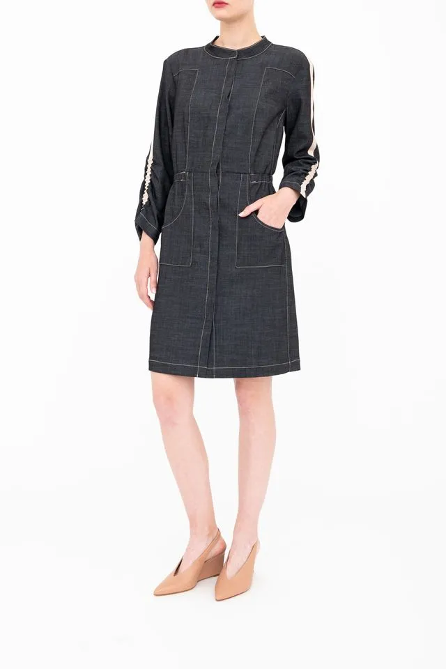 Eco Slub Denim Midi Duster Dress - BRYN