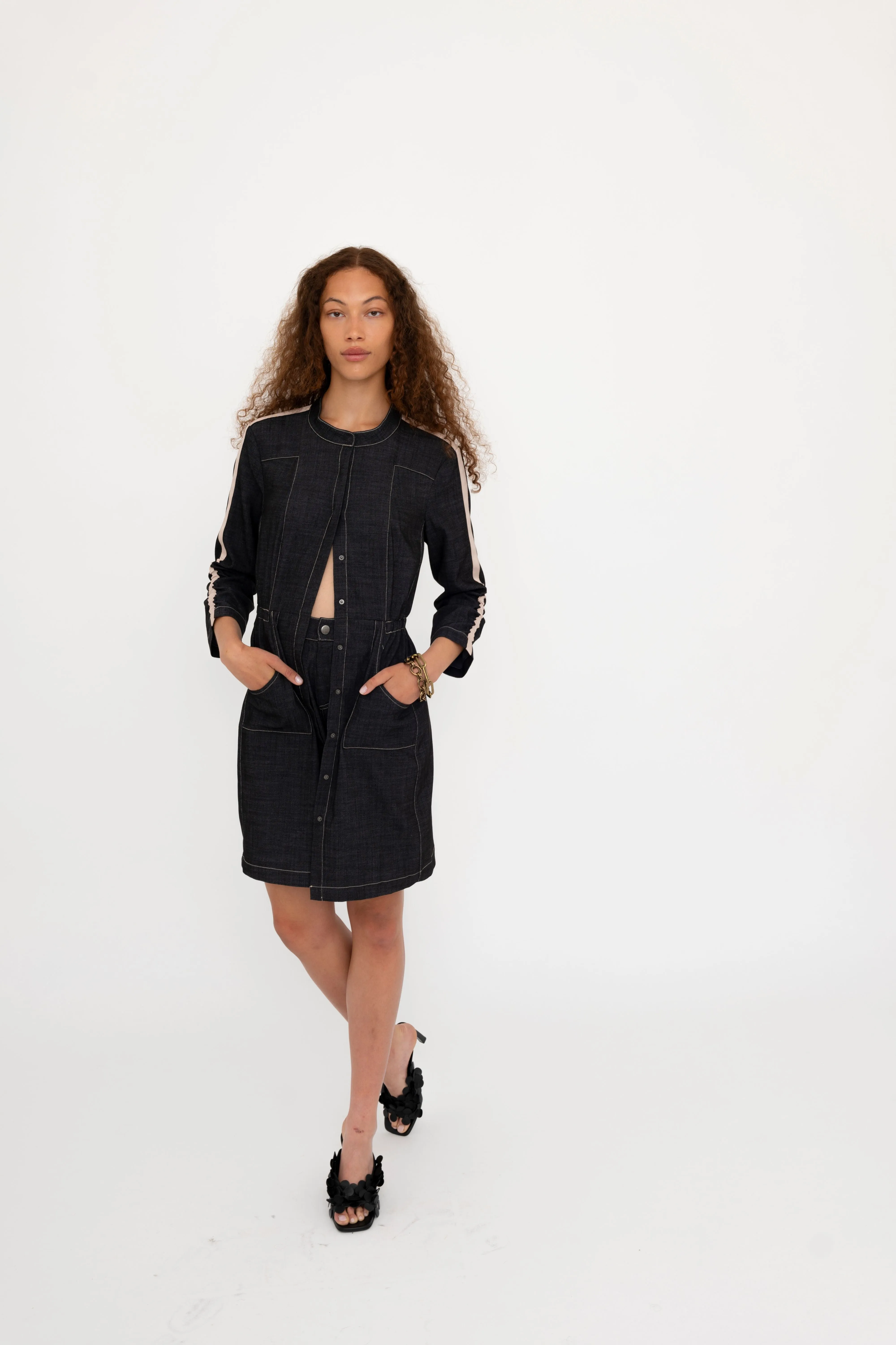 Eco Slub Denim Midi Duster Dress - BRYN