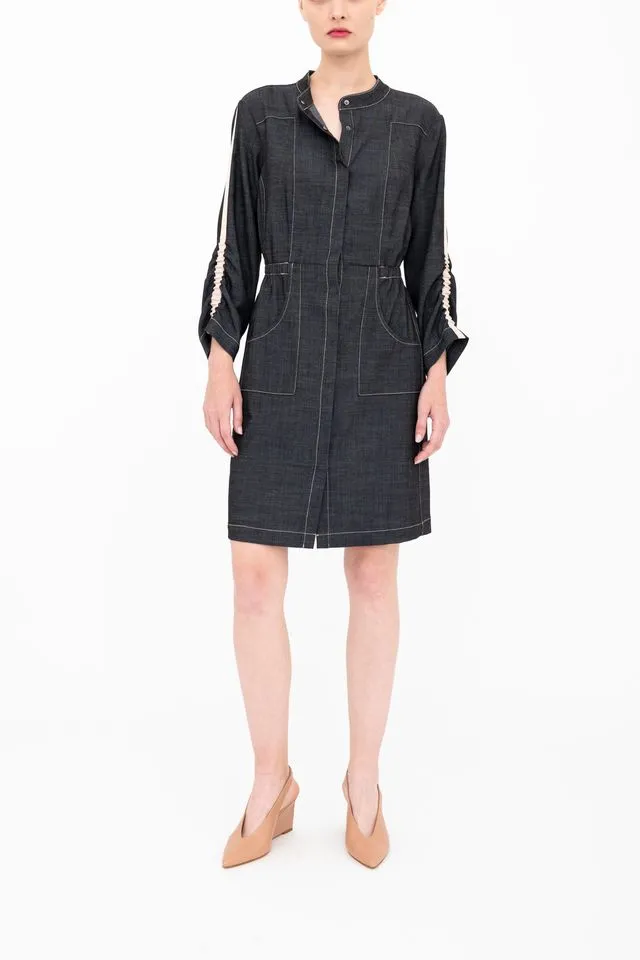 Eco Slub Denim Midi Duster Dress - BRYN