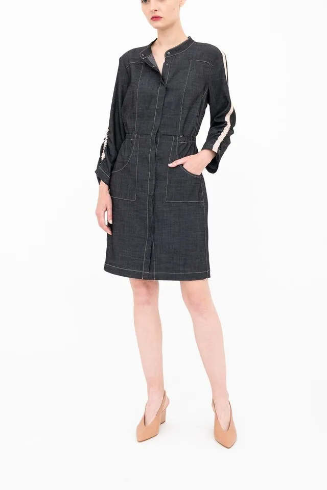 Eco Slub Denim Midi Duster Dress - BRYN