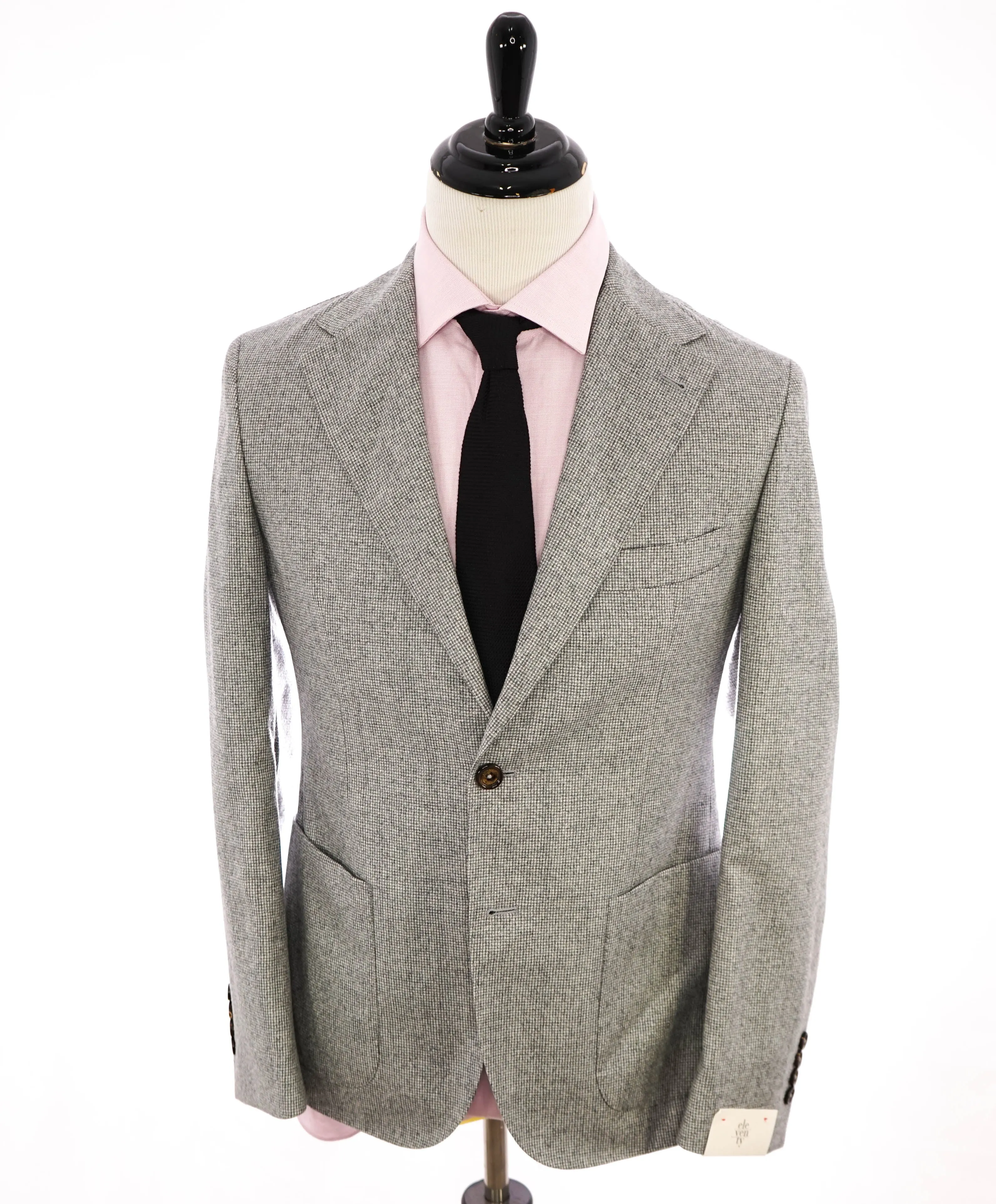 ELEVENTY - Gray & Ivory Flannel HOUNDSTOOTH Pure Wool Suit - 40 US (50EU)
