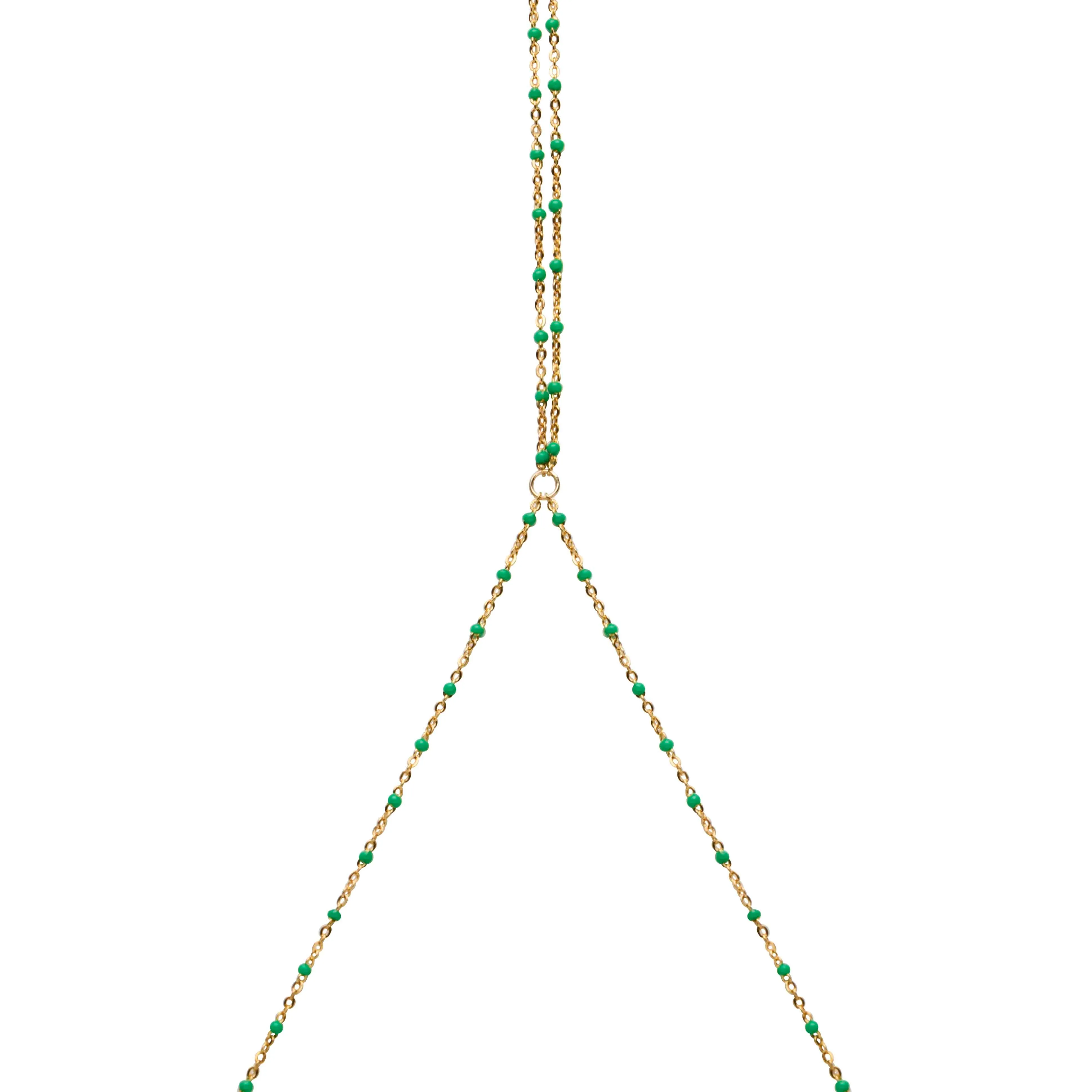 Emerald Enamel Body Chain - 14K Gold Filled