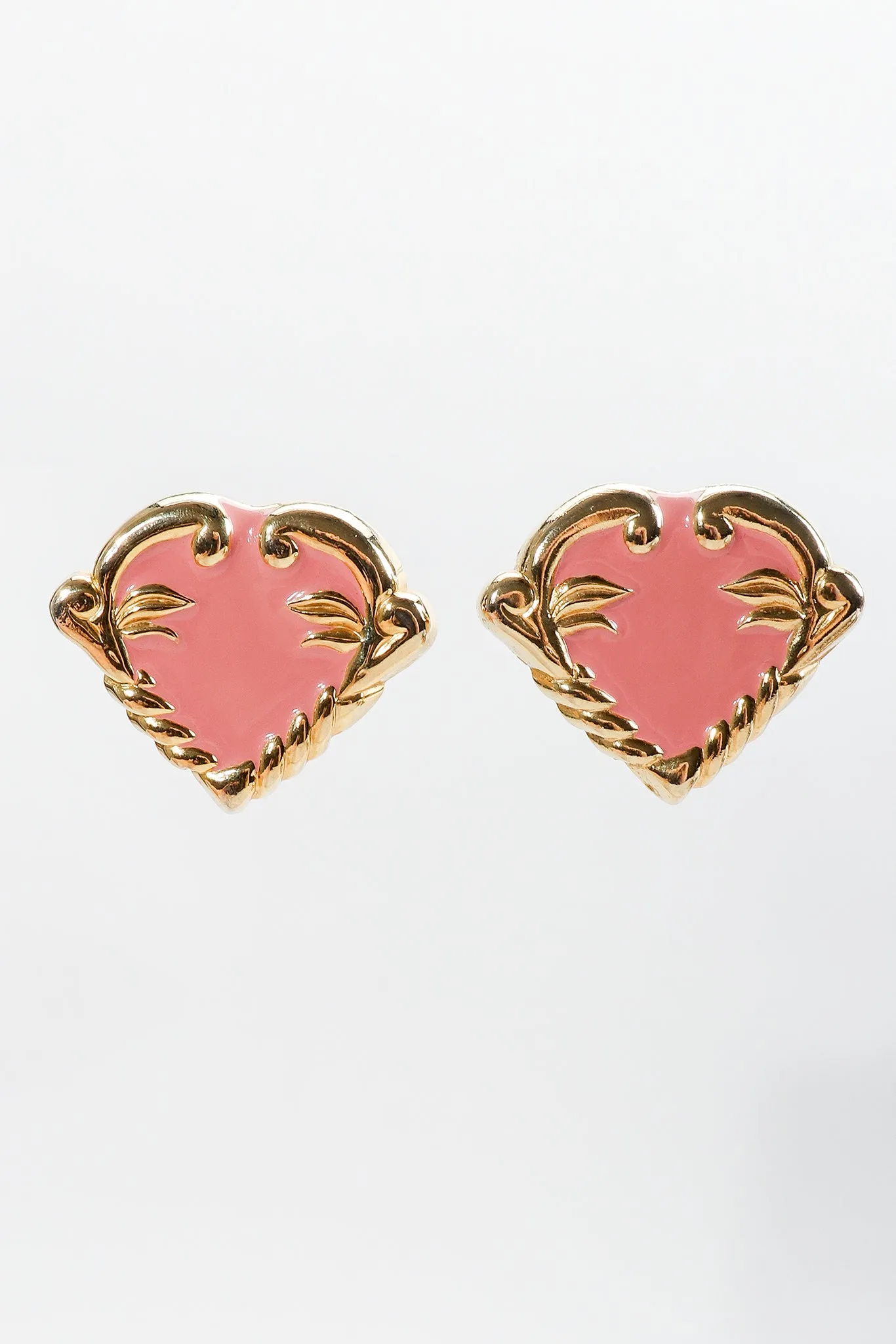 Enamel Heart Button Earrings