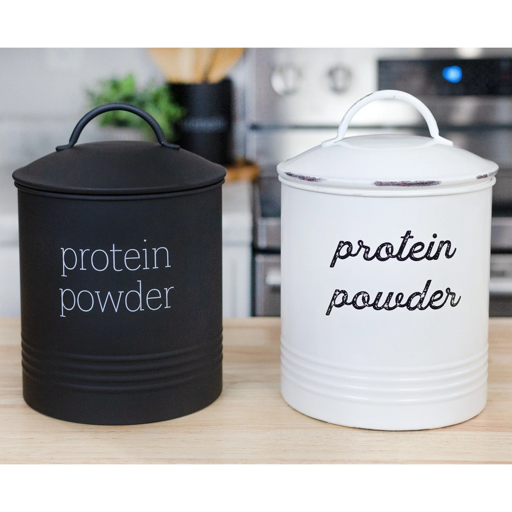 Enamelware Protein Powder Canister (Black, Case of 8)