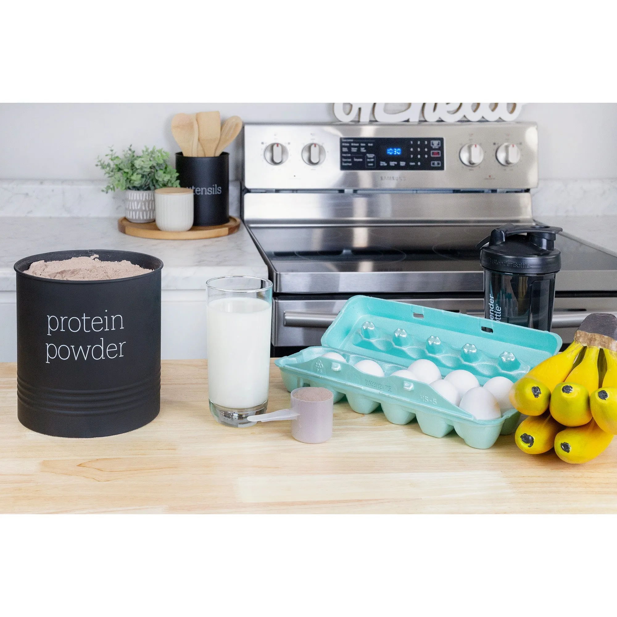 Enamelware Protein Powder Canister (Black, Case of 8)