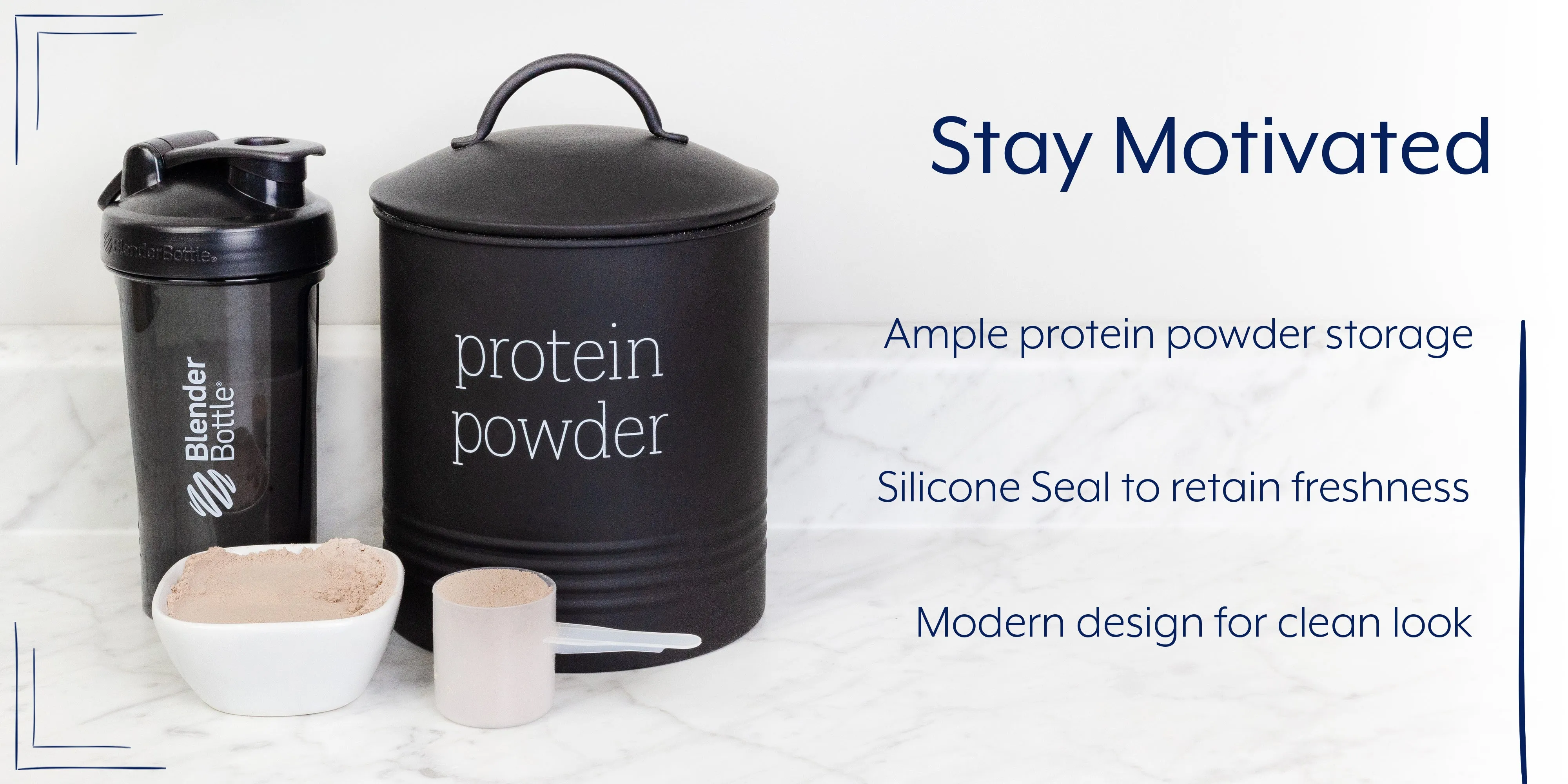 Enamelware Protein Powder Canister (Black, Case of 8)