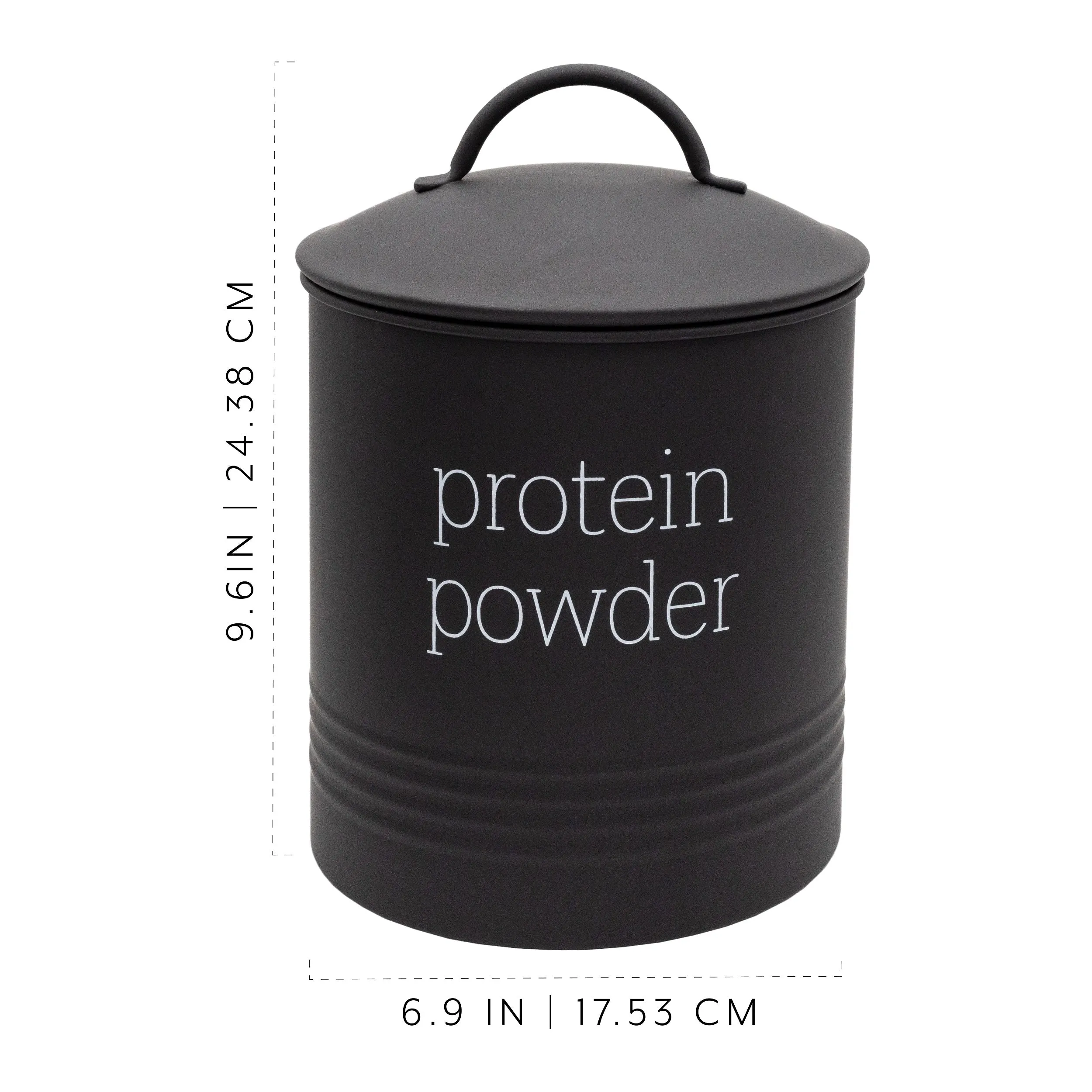 Enamelware Protein Powder Canister (Black, Case of 8)