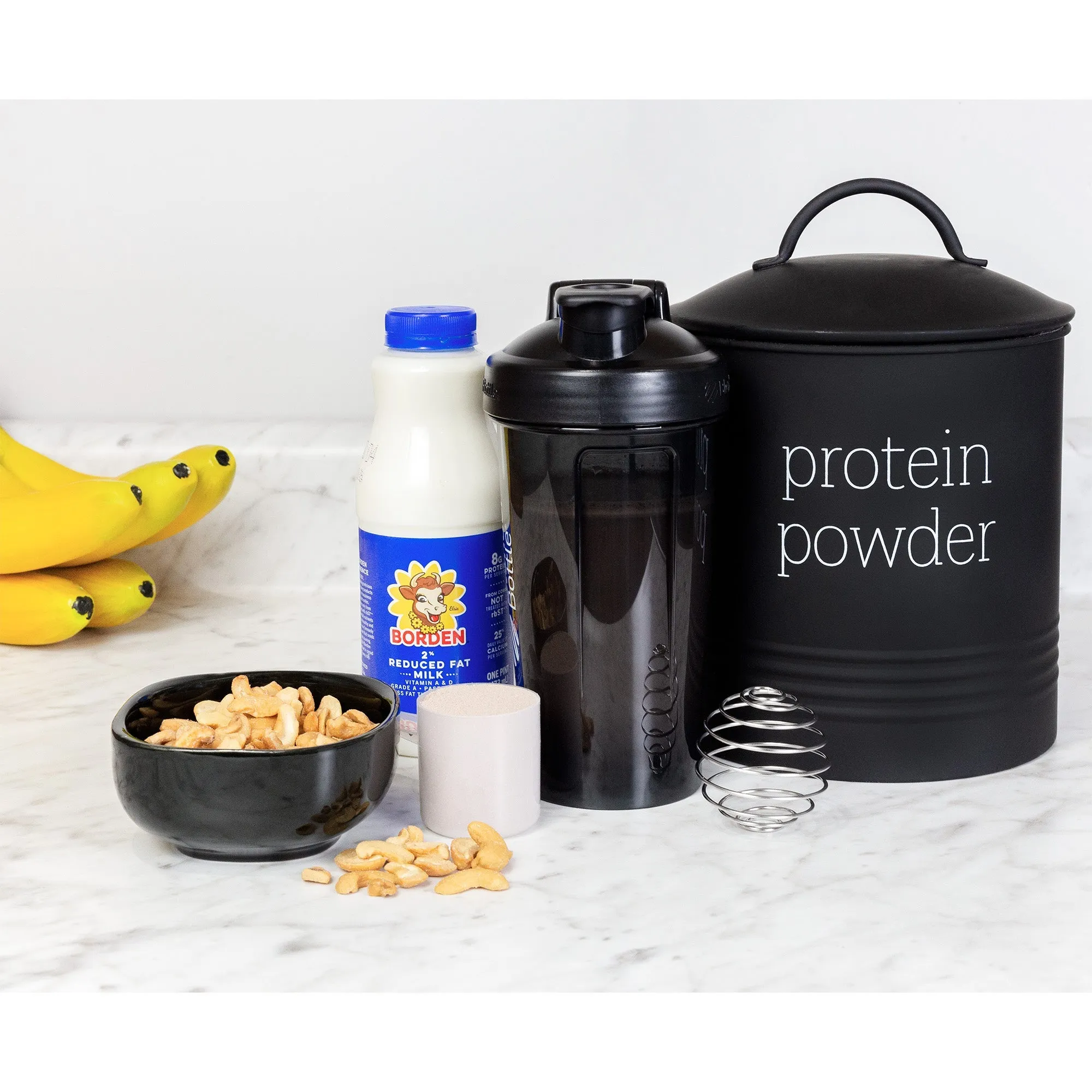 Enamelware Protein Powder Canister (Black, Case of 8)