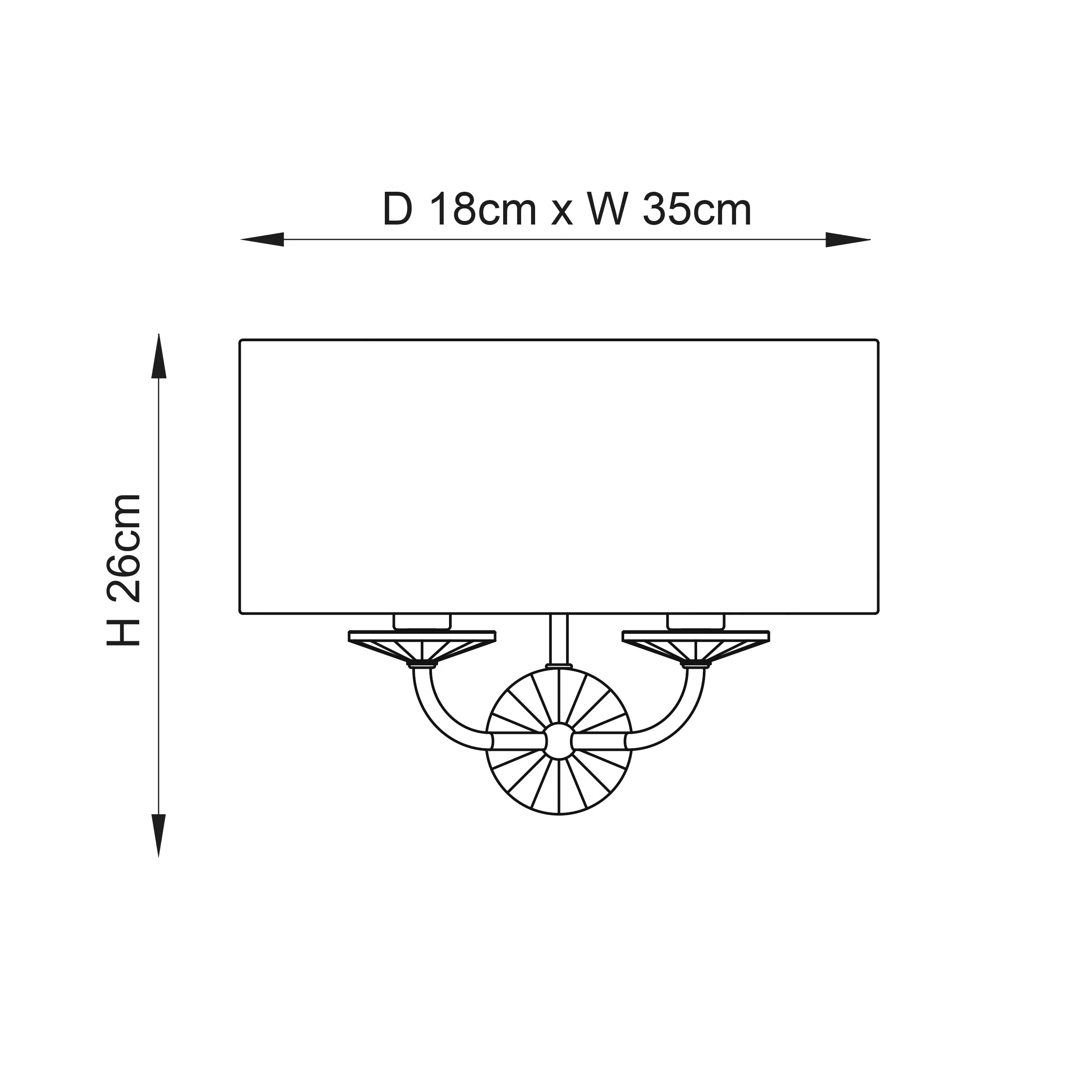 Endon 70562 Nixon 2lt Wall Brass plate & vintage white fabric 2 x 40W E14 candle (Required)