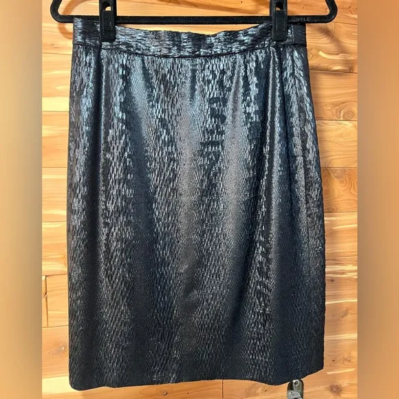 Escada by Margaritha Lev Black Snakeskin Textured Pencil Skirt 40 US 10