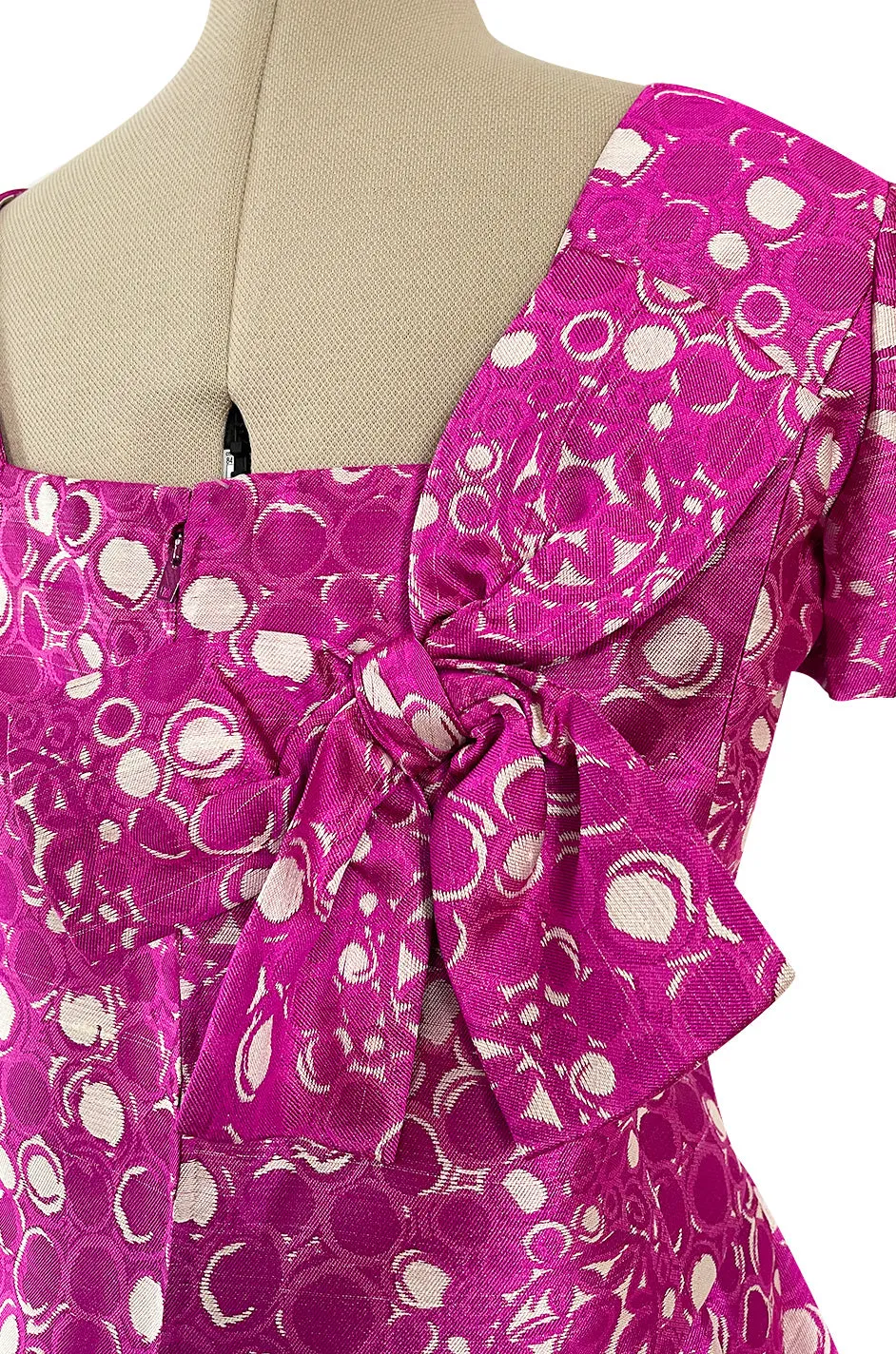 Exceptional Early 1960s Christian Dior by Marc Bohan Pink & White Silk Twill Dress Set