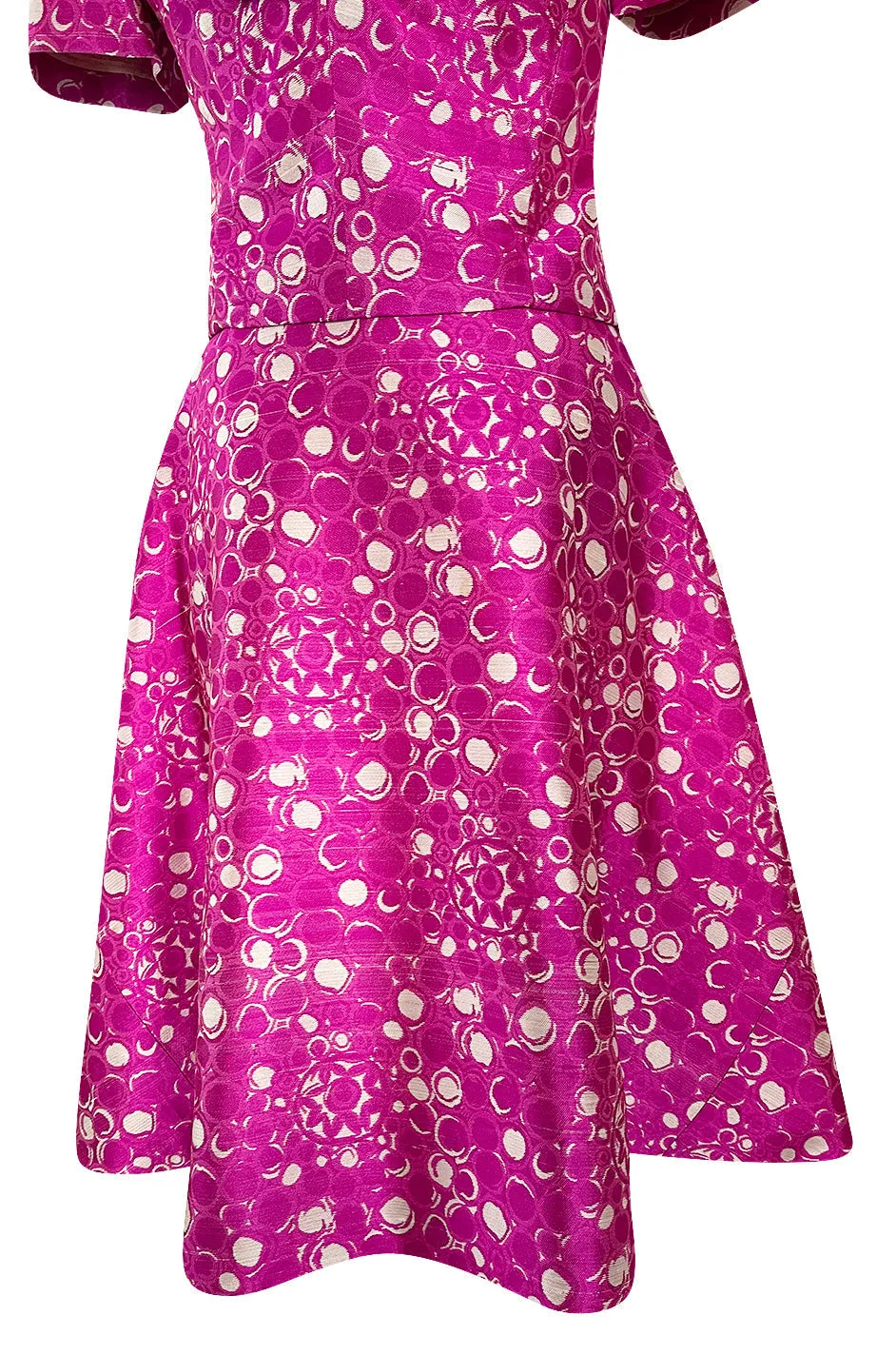 Exceptional Early 1960s Christian Dior by Marc Bohan Pink & White Silk Twill Dress Set