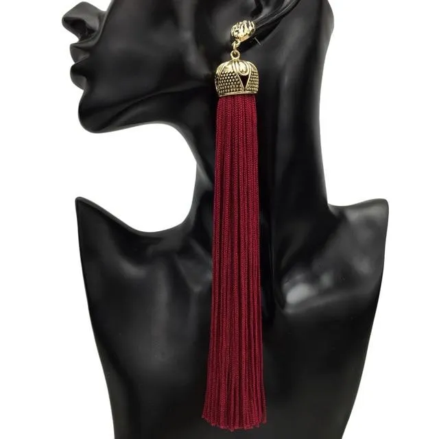 Extra Long Tassel Drop Dangle Bohemian Earrings