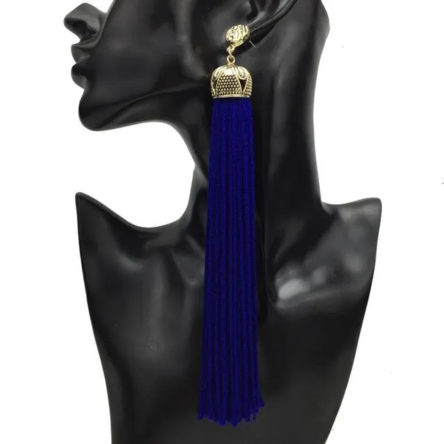 Extra Long Tassel Drop Dangle Bohemian Earrings
