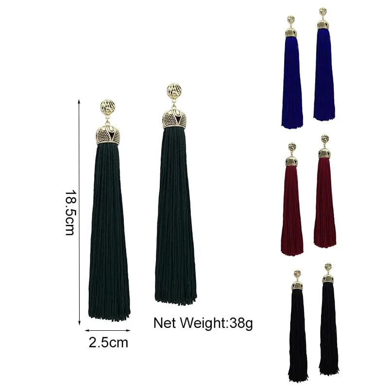 Extra Long Tassel Drop Dangle Bohemian Earrings